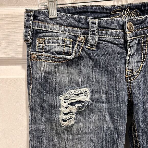 Silver Jeans‎ Womens 29x31 (30x28) Denim Pioneer Boot Cut Dark Wash Flap Pockets - Picture 2 of 13